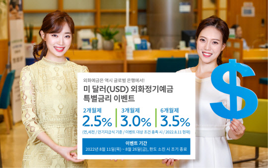 SC제일은행 미 달러화 정기예금 최고 연 3.5% 특별금리 이벤트. SC제일은행 제공